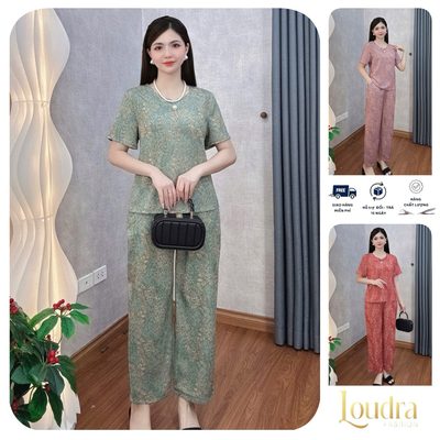 Bộ đồ lụa trung niên mặc nhà cho mẹ Loudra Fashion mềm mại, ...