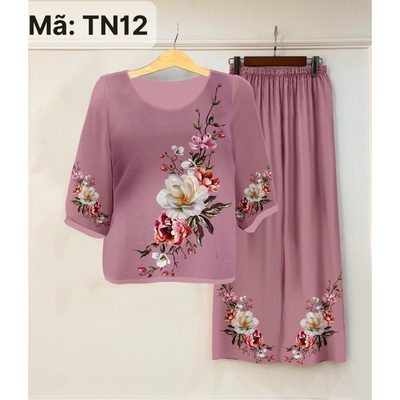 Bộ Đồ Trung Niên Tặng Mẹ Mặc Nhà, Vải Lụa Mềm Mịn Mát, Co Gi...