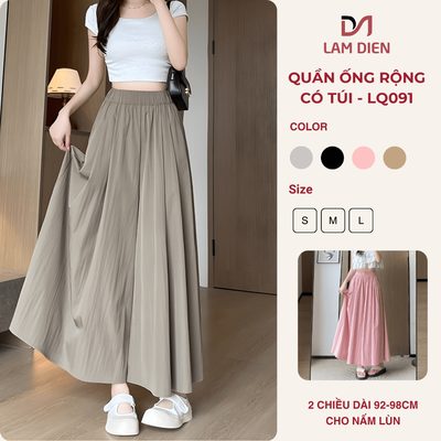 Quần Ống Rộng Nữ Có Túi, Quần Giả Váy Chất Gió Lụa Mềm Mại T...