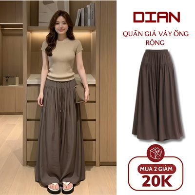 Quần linen giả váy ống rộng chất đũi tơ quần ống rộng thiết ...