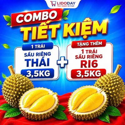 Combo tiết kiệm 1 trái sầu riêng Thái 3,5KG + Tặng thêm ...